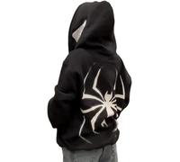 Silver Basic Hommes Femmes Halloween Spider Cosplay Full Zip Up Rouge Sweat à capuche-BlackWhite-2XL1