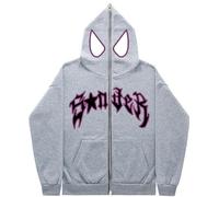 Silver Basic Hommes Femmes Halloween Spider Cosplay Full Zip Up Rouge Sweat à Capuche-QGreyBlack-L1