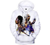 Silver Basic Kobe Bryant Mamba Pull de Basket Homme Oversize à Capuche Sweat Sportif Imprimé 3D Grande Taille M,Blanc 13031-1