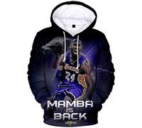 Silver Basic Kobe Bryant Mamba Pull de Basket Homme Oversize à Capuche Sweat Sportif Imprimé 3D Grande Taille S,Blanc 12375-1