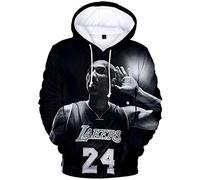 Silver Basic Kobe Bryant Mamba Pull de Basket Homme Oversize à Capuche Sweat Sportif Imprimé 3D Grande Taille 5XL,Blanc 12372-1