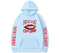 Silver Basic Maneskin Unisexe Femme Rapper Hip Hop Sweat à Capuche Vêtements de Sport en Duvet-SkyBlue-S1