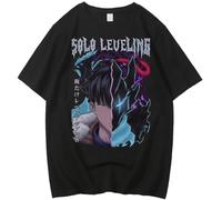 Silver Basic Solo Level Homme Summer Print Loose Anime Game Chemise à Manches courtes-Black5-5XL1