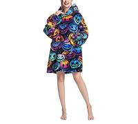 Silver Basic Sweat à Capuche Femme Homme Pull Couverture Polaire Hoodie Sherpa Robes de Chambre Hiver Peignoir Chaud Unisexe Sweatshirt Idée Cadeau Noël,Citrouille-5