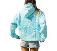 Silver Basic Sweatshirt Oversize Casual Fashion Sweatshirt à Capuche pour Femmes Manches Longues Harajuku Streetwear avec Poche-SkyBlue-XS1