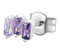 Silver Brosway Fancy single earring with purple zircons FMP09