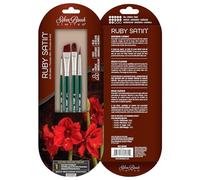 Silver Brush Limited Argent Brosse Rss-2540s Ruby satiné Poignée Courte en Acrylique/Huile Brosse de, Lot de 4