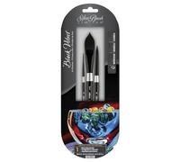 Silver Brush Limited WC-3000S Black Velvet Master Lot de 3 pinceaux pour Aquarelle, Doublure Script Liner Taille 1, Ovale délavé 1,9 cm et Rond Taille 8