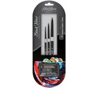 Silver Brush Limited WC-3205s Lot de 3 pinceaux ronds en velours noir pour débutant Tailles 2, 6 et 10 pinceaux ronds à manche court