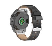 (Silver Buckle, Black) 22mm Watch Band For Garmin Fenix 8 47mm/7/6/5 Quick Release Genuine Leather Watch Strap