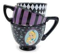 Silver Buffalo AW8295B Disney Alice au pays des merveilles Tasse à thé empilée en céramique sculptée 3D Noir 591 ml