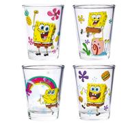 Silver Buffalo Bob l'éponge Squarepants Gary, lot de 4 mini verres, 42,5 g | Poses florales Krabby Patty, 0,04 litre
