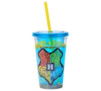 Silver Buffalo Boule à neige en plastique Harry Potter avec couvercle et paille, 414 ml