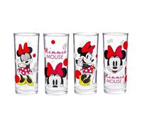 Silver Buffalo Disney DL151261 Minnie Lot de 4 verres à rayures rouges 30 ml