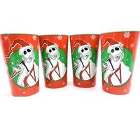 Silver Buffalo Disney L'Étrange Noël de monsieur Jack Skellington Lot de 4 gobelets en plastique Rouge 650 ml