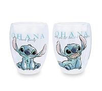Silver Buffalo Disney Lilo and Stitch Ohana Means Family Floral Sketch Pose Lot de 2 verres à vin sans pied