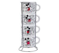 Silver Buffalo Disney Mickey Mouse Vintage Sketches Art Lot de 4 petites tasses à expresso empilables en céramique 88 ml