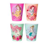 Silver Buffalo Disney Princess Lot de 4 mini gobelets en plastique avec citations florales 42,5 g