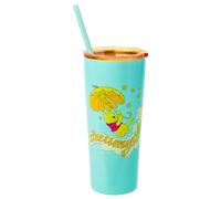 Silver Buffalo Disney Winnie l'ourson Gobelet rétro à double paroi en acier inoxydable avec paille 591 ml