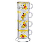 Silver Buffalo Disney Winnie l'ourson Honey Hunny Drips Lot de 4 petites tasses à expresso empilables en céramique 85 g