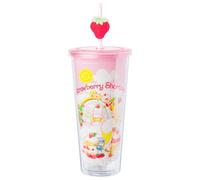 Silver Buffalo Gobelet glacé en plastique avec couvercle et paille Motif fraises