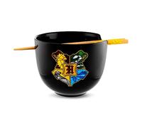 Silver Buffalo Harry Potter Service de table Ramen en céramique avec blason de Poudlard | Comprend un bol à nouilles de 590 ml et des baguettes en bois