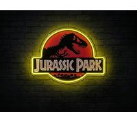 Silver Buffalo Jurassic Park Logo Grande décoration murale découpée avec des accents de tube néon LED