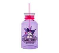 Silver Buffalo Kuromi Sitting On Label Bouteille de lait en verre avec paille Motif Hello Kitty et ses amis 445 ml