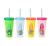 Silver Buffalo Lilo and Stitch Lot de 4 gobelets en plastique à changement de couleur pour planche de surf Motif floral 700 ml