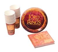 Silver Buffalo LTR6055T Lot de 60 assiettes en carton et serviettes de table Motif carte du Seigneur des Anneaux Multicolore