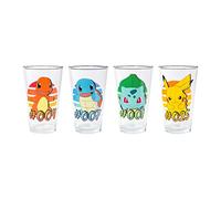 Silver Buffalo Pokémon Original Starters Lot de 4 verres à bière Charmander, Squirtle, Bulbasaure et Pikachu 473 ml