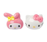 Silver Buffalo Sanrio Ensemble salière et poivrière en céramique sculptée 3D Hello Kitty et My Melody