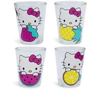 Silver Buffalo Sanrio Hello Kitty Lot de 4 mini verres à fruits fraise, ananas, pastèque et citron, 42,5 g