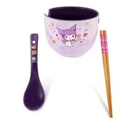 Silver Buffalo Sanrio Kuromi Bol à ramen avec baguettes et cuillère 590 ml