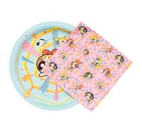 Silver Buffalo The Powerpuff Girls - Lot de 32 assiettes jetables en papier et serviettes en papier pour fêtes avec fleurs, bulles et renoncules