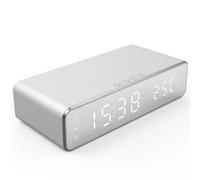Silver Chargeur sans fil pour iPhone et Samsung, réveil numérique LED, charge rapide, écouteurs Therye.com, chargeurs de téléphone, station S6 ""Nipseyteko