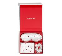 Silver Cloud Coffret cadeau 3 pièces en satin infusé avec des ions d'argent - Taie d'oreiller lisse et soyeuse, masque confortable et chouchou extensible pour cheveux et peau - Taille standard 50 x 75