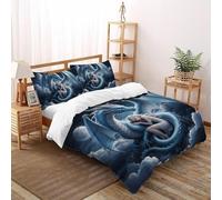 Silver Dragon Muse Parure De Lit King(220x240cm) Impression 3D Fée Tale Fantaisie pour Famille en Microfibre Respirant avec Fermeture Éclair Literie Confort