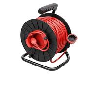 Silver Electronics - Enrouleur de jardin 25m 1 prise Schuko avec terre Câble 100% cuivre H05VV-F 3G1,5mm² 16A 3500W déroulé tambour électrique rouge et noir IP20