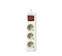 SILVER ELECTRONICS - Multiprise avec 3 prises avec interrupteur, blanc, 3 prises, câble de 3 mètres, protection enfant, prise de terre, avec protection contre les surtensions