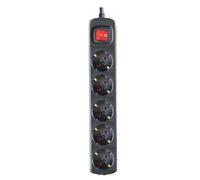 SILVER ELECTRONICS - Multiprise Noir 5 prises avec interrupteur, câble de 1,5 m, protection enfant, prise de terre, avec protection contre les surtensions