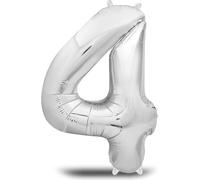 Silver Foil Balloon 40 Inch Silver Foil Number Balloon Helium Flight (Number 4)