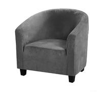 Silver Fox Housse de canapé élastique en velours tout compris, housse de canapé extensible pour chaises baignoires, fauteuils, chaises baquets, gris