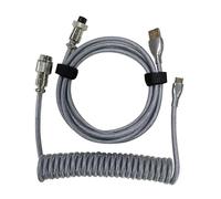 (Silver gray) 1.5m Coiled Type C Cable For Mechanical Keyboard Aviator Connector Personalized
