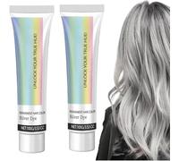 Silver Gray Hair Dye Cream, Grey Hair Dye Coloration, 2 in 1 Natural Essence Extract Silver Teinture Pour Cheveux, Permanente Pour Cheveux Gris Argent, Coloration Grise Cream Pour Cheveux (2pc, 100g)