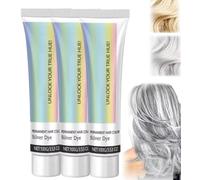 Silver Gray Hair Dye Cream,Smoky Grey Hairs Dye Coloration,2 En 1 Natural Essence Extract Silver Hairs Dyes,Permanente Pour Cheveux Gris Argent,Coloration Grise Cream Pour Cheveux Femme (3PC, 100g)