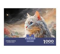 Silver-Gray Long-Haired Kitten 1000 Pcs Carton Extra-épais Coffret De Puzzles Fluffy Cat Anti-Stress Jeu Créatif Puzzles As Birthday Gifts 52x38cm/1000pcs