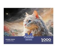 Silver-Gray Long-Haired Kitten 1000 Pcs Carton Extra-épais Coffret De Puzzles Fluffy Cat Stimulant Et Éducatif Défi Unique Puzzles As Birthday Gifts 70x50cm/1000pcs