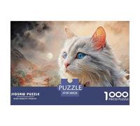 Silver-Gray Long-Haired Kitten 1000 Pièces Carton Premium Lot de Puzzles Fluffy Cat Anti-Stress Jeu Créatif Puzzles As Birthday Gifts 38x26cm/1000pcs