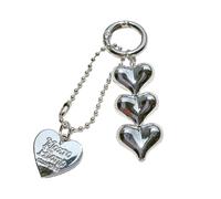 Silver Heart Pendant Keychain Pendant Migne Sac Charme en alliage Sac Belon Back Backpack Charm pour le sac de téléphone Caméra